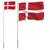 vidaXL Danmark flag og flagstang 5,55 m aluminium