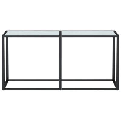 vidaXL konsolbord 160x35x75,5 cm hærdet glas hvid marmor