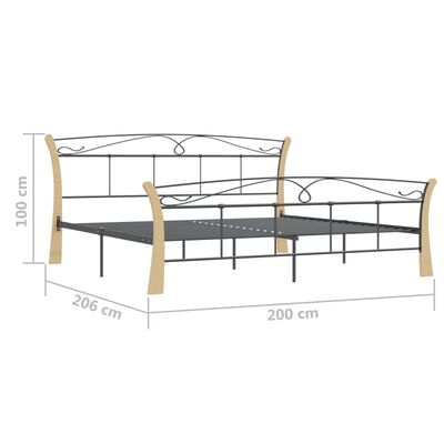 vidaXL sengestel 200x200 cm metal sort