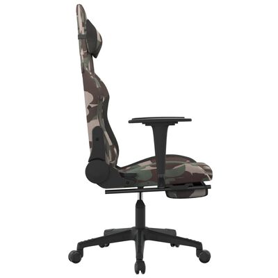 vidaXL gamingstol med fodstøtte stof camouflage og sort