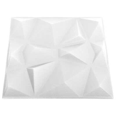 vidaXL 3D-vægpaneler 48 stk. 50x50 cm 12 m² diamant hvid