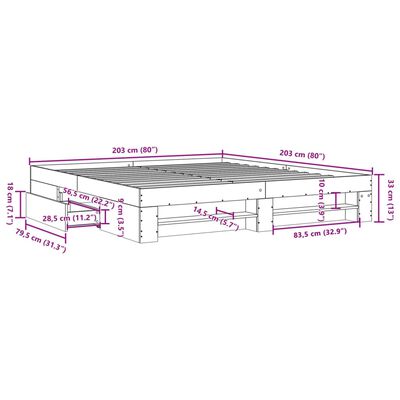 vidaXL sengestel 200x200 cm konstrueret træ sonoma-eg