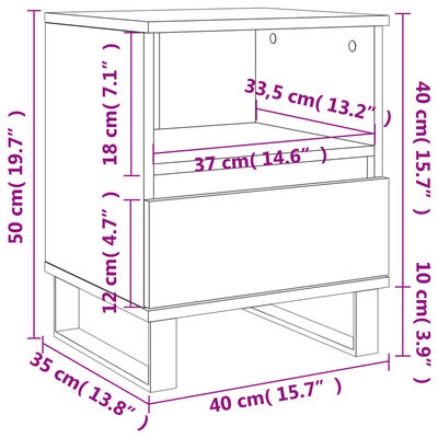 vidaXL sengeborde 2 stk. 40x35x50 cm konstrueret træ hvid