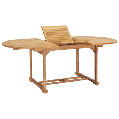 vidaXL udendørs spisebordssæt 7 dele 150-200x100x75 cm massivt teak