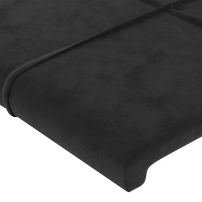 vidaXL sengegavl med LED-lys 200x5x78/88 cm velour sort