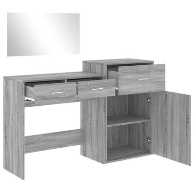 vidaXL makeupbord 3 dele konstrueret træ grå sonoma-eg