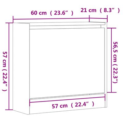 vidaXL skoreol 60x21x57 cm konstrueret træ sort