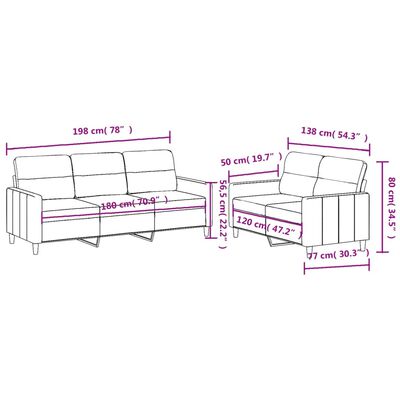 vidaXL sofasæt 2 dele med hynder stof gråbrun