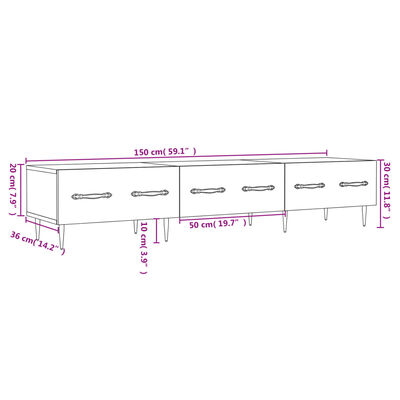 vidaXL tv-bord 150x36x30 cm konstrueret træ betongrå