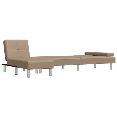 vidaXL L-formet sovesofa 255x140x70 cm kunstlæder cappuccinofarvet