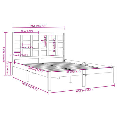 vidaXL sengeramme 140x200 cm massivt træ