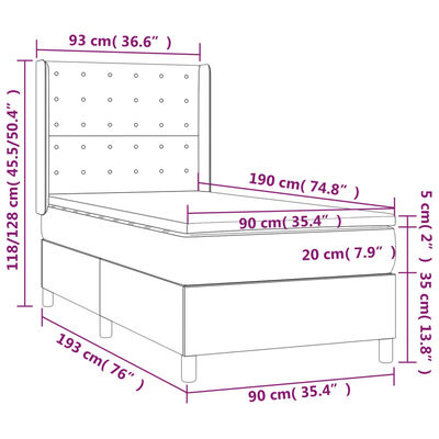 vidaXL kontinentalseng med madras 90x190 cm stof mørkebrun