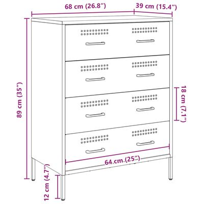 vidaXL skab 68x39x89 cm stål antracitgrå