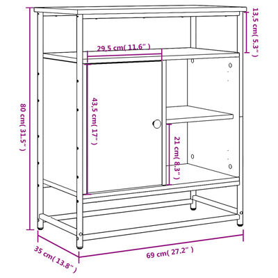 vidaXL skænk 69x35x80 cm konstrueret træ sonoma-eg