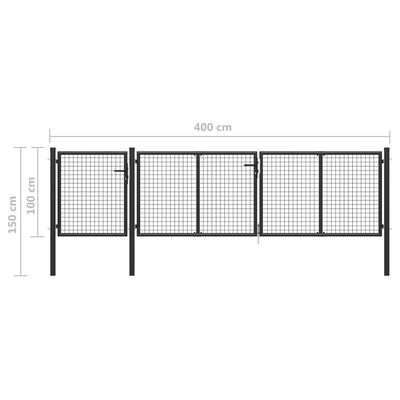 vidaXL havelåge 400 x 100 cm stål antracitgrå