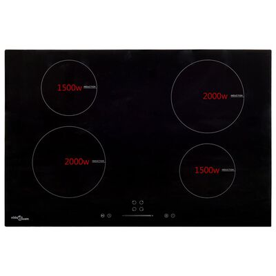 vidaXL induktionskogeplade med 4 zoner Touch Control 7000 W 77 cm glas
