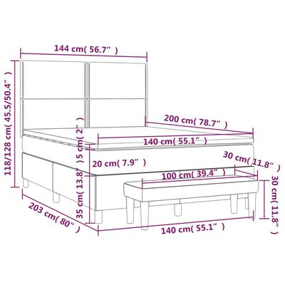 vidaXL kontinentalseng med madras 140x200 cm stof sort