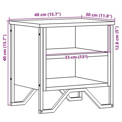 vidaXL sengeborde 2 stk. 40x30x40 cm konstrueret træ grå sonoma-eg