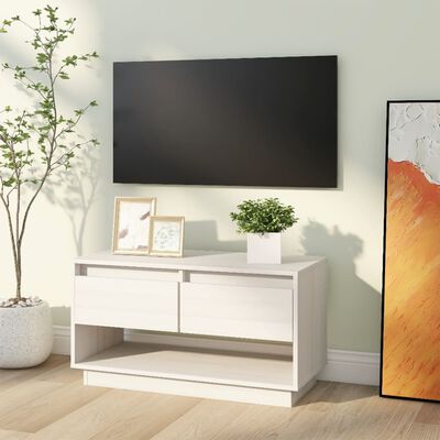 vidaXL tv-bord 74x34x40 cm massivt fyrretræ hvid