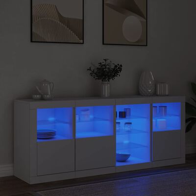 vidaXL skænk med LED-lys 164x37x67 cm hvid