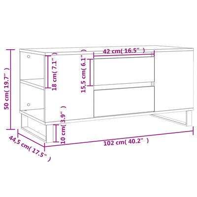 vidaXL sofabord 102x44,5x50 cm konstrueret træ røget egetræsfarve