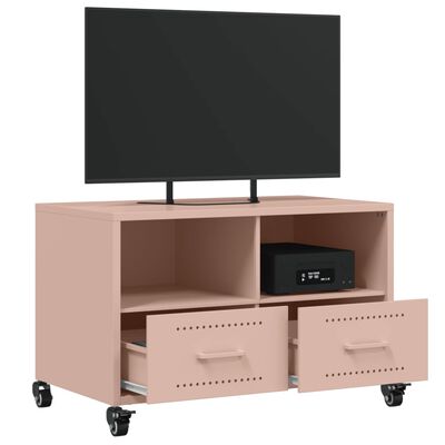 vidaXL tv-bord 68x39x43,5 cm koldvalset stål lyserød