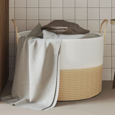 vidaXL opbevaringskurv Ø51x33 cm bomuld beige og hvid