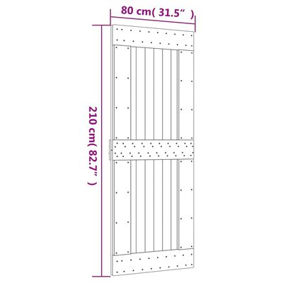 vidaXL skydedør med monteringssæt 80x210 cm massivt fyrretræ