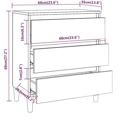 vidaXL skænk 60x35x69 cm konstrueret træ brun egetræsfarve