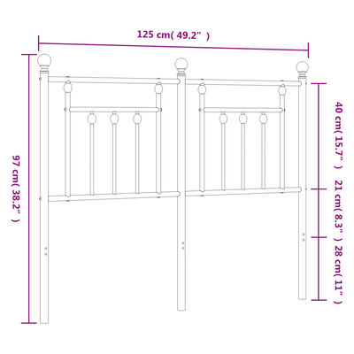 vidaXL sengegavl 120 cm metal hvid