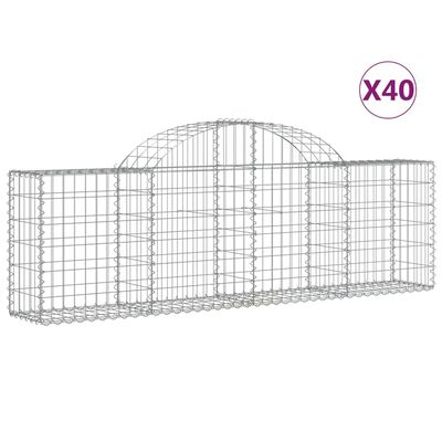 vidaXL buede gabionkurve 40 stk. 200x30x60/80 cm galvaniseret jern