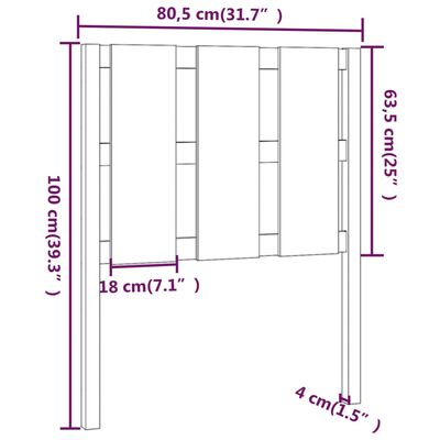 vidaXL sengegavl 80,5x4x100 cm massivt fyrretræ hvid