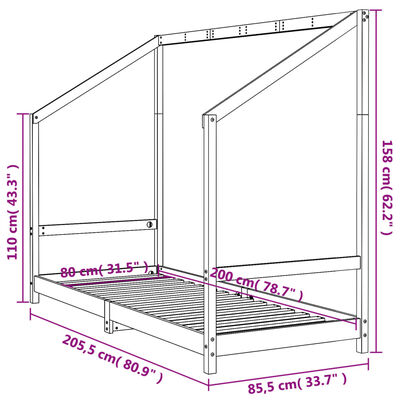 vidaXL sengeramme til juniorseng 80x200 cm massivt fyrretræ hvid