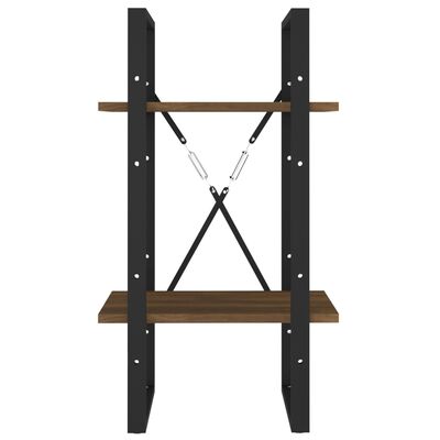 vidaXL bogreol m. 2 hylder 40x30x70 cm konstrueret træ brun egetræ