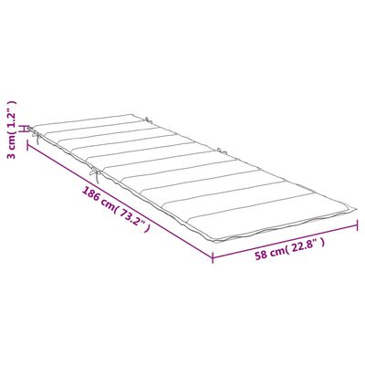 vidaXL hynde til liggestol 186x58x3 cm stof meleret antracitgrå