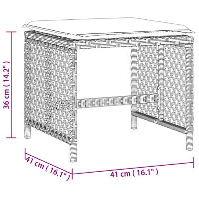 vidaXL haveskamler 4 stk. med hynder 41x41x36 cm polyrattan lysegrå