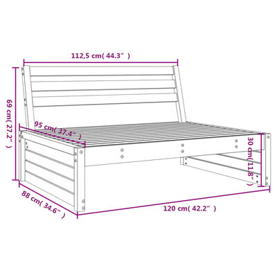 vidaXL midtermodul til havesofa 120x80 cm massivt fyrretræ