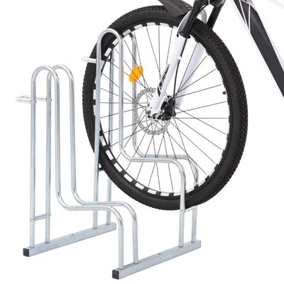 vidaXL cykelstativ til 2 cykler fritstående galvaniseret stål