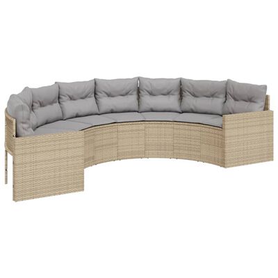 vidaXL havesofa med hynder halvrund polyrattan beige