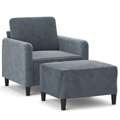 vidaXL sofastol med fodskammel 60 cm velour mørkegrå