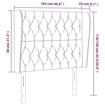 vidaXL sengegavl med kanter 103x23x118/128 cm stof sort