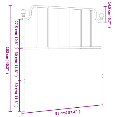 vidaXL sengegavl 90 cm metal hvid