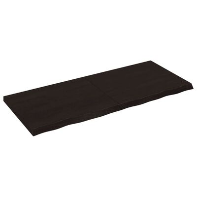 vidaXL væghylde 120x50x(2-4) cm behandlet massivt egetræ mørkebrun