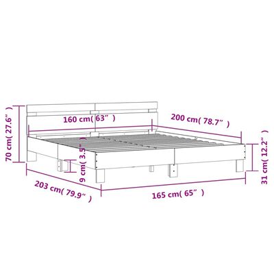 vidaXL sengeramme med sengegavl 160x200 cm konstrueret træ sort