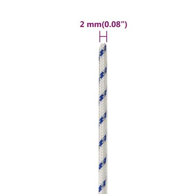 vidaXL tovværk til båd 2 mm 100 m polypropylen hvid