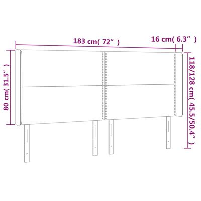 vidaXL sengegavl med LED-lys 183x16x118/128 cm kunstlæder hvid