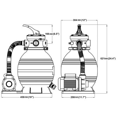 vidaXL sandfilterpumpe 400 W 11000 l/t