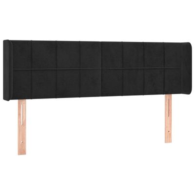 vidaXL sengegavl med LED-lys 147x16x78/88 cm fløjl sort