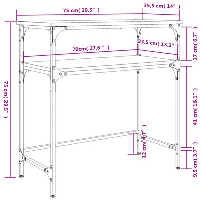 vidaXL konsolbord 75x35,5x75 cm konstrueret træ grå sonoma-eg