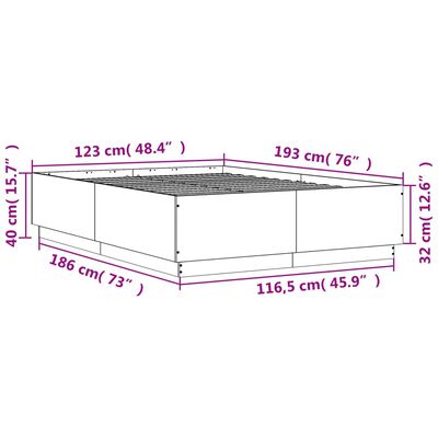 vidaXL sengeramme med LED-lys 120x190 cm konstrueret træ røget eg